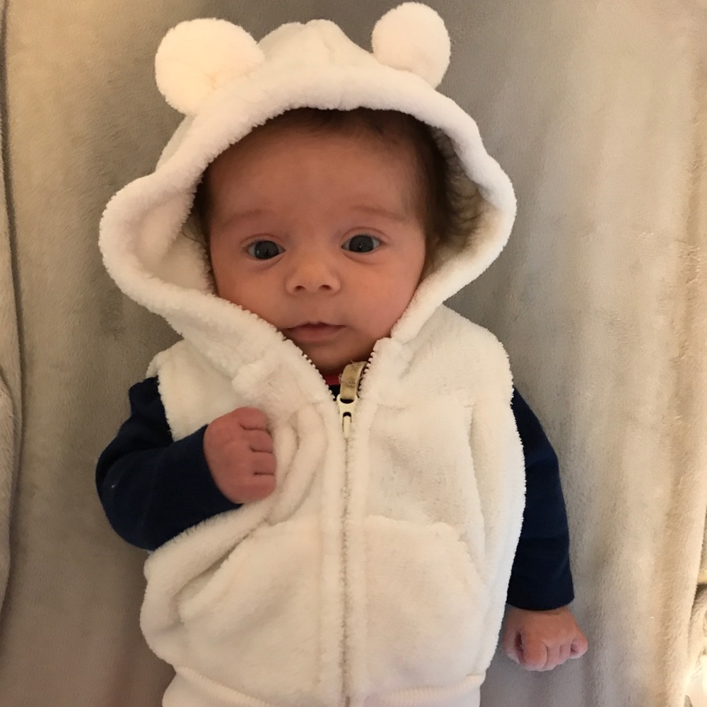 Carters white vest with ears- size newborn